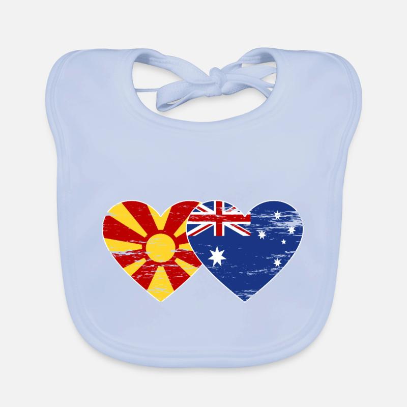 Macédoine Australie Drapeau Coeur Utilisé Bavoir bio Bébé