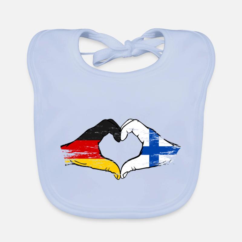 Allemagne Finlande Drapeau Mains Coeur Forme Utilisé Bavoir bio Bébé