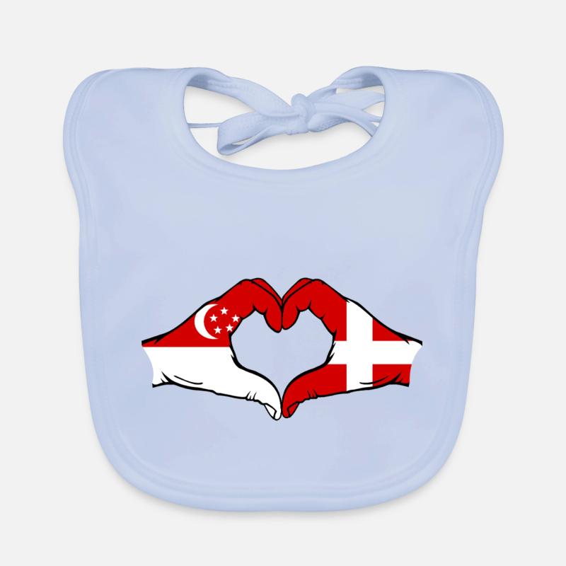 Singapour Danemark drapeau mains forme coeur Bavoir bio Bébé