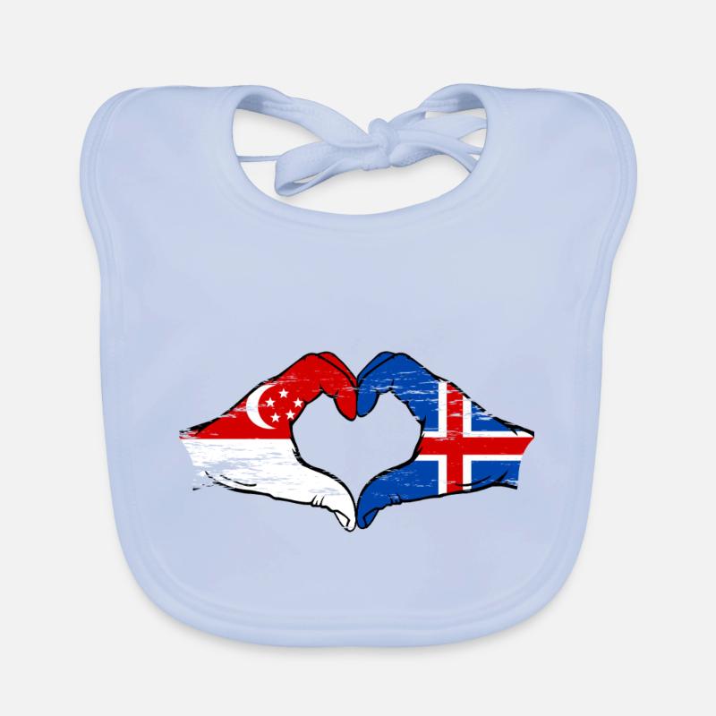 Singapour Drapeau de l’Islande mains forme de coeur utilisé Bavoir bio Bébé