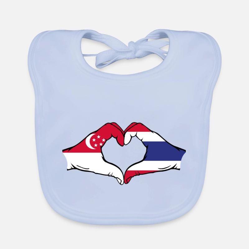 Singapour Drapeau de la Thaïlande mains en forme de coeur utilisé Bavoir bio Bébé
