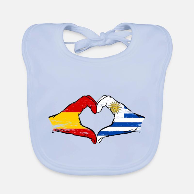 Espagne Uruguay drapeau mains coeur utilisé Bavoir bio Bébé