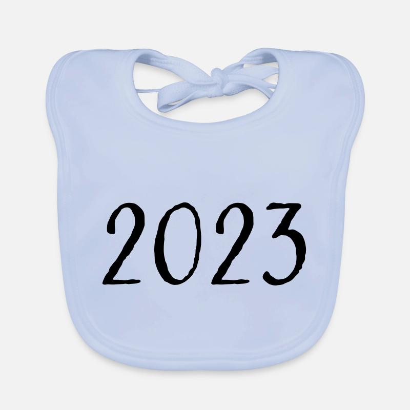 2023 - Année - Nouvel An - Bavoir bio Bébé - bleu ciel