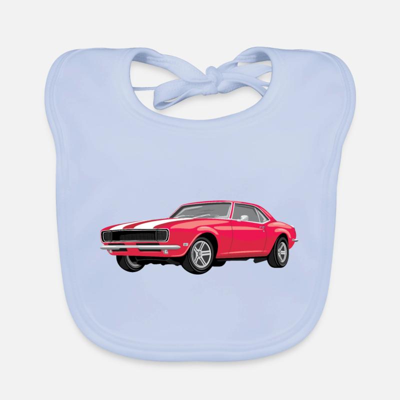 Retro leuchtend rotes Auto - Baby Bio-Lätzchen - sky Blue