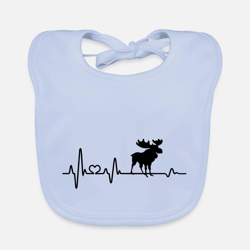 Heartbeat Moose Pulse Moose Animal Alaska - Bavoir bio Bébé - bleu ciel