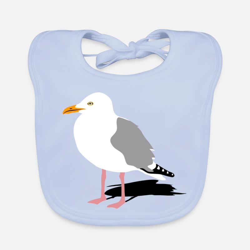 mouette port mer - Bavoir bio Bébé - bleu ciel