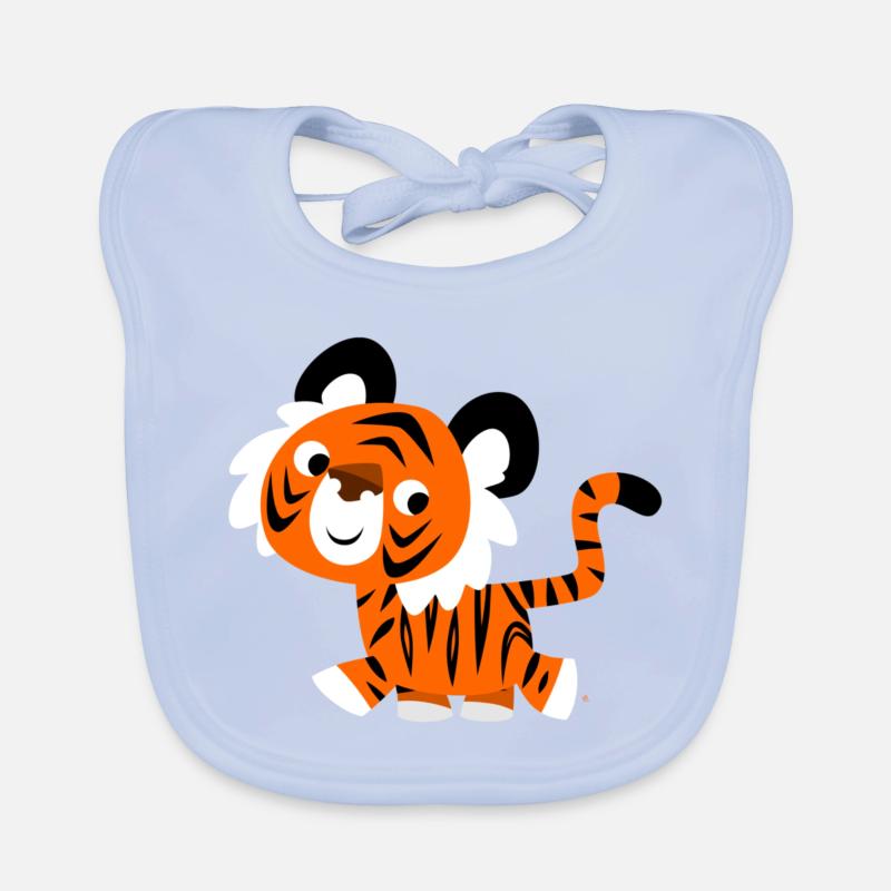 Cute Self-Confident Cartoon Tiger by Cheerful Organic Baby Bibs