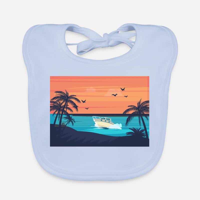 Beach / Sunset / Palm Trees Organic Baby Bibs