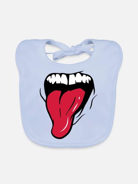 MOUTH + TONGUE - Organic Baby Bibs - sky blue - Front