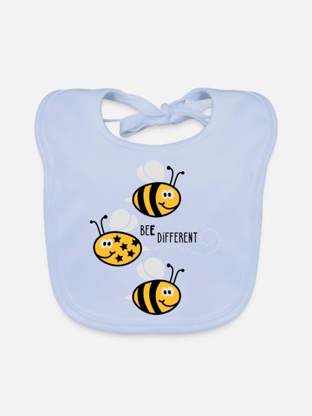 Be different - be yourself - Bee - Bee - 3C - Organic Baby Bibs - sky blue - Front