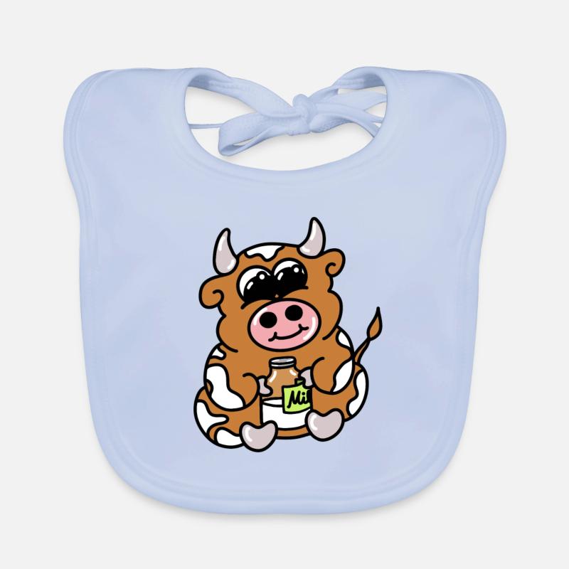 süße Kuh mit Milch sitzt Baby Bio-Lätzchen