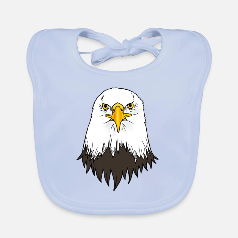 Bald Eagle Head - Organic Baby Bibs - sky blue