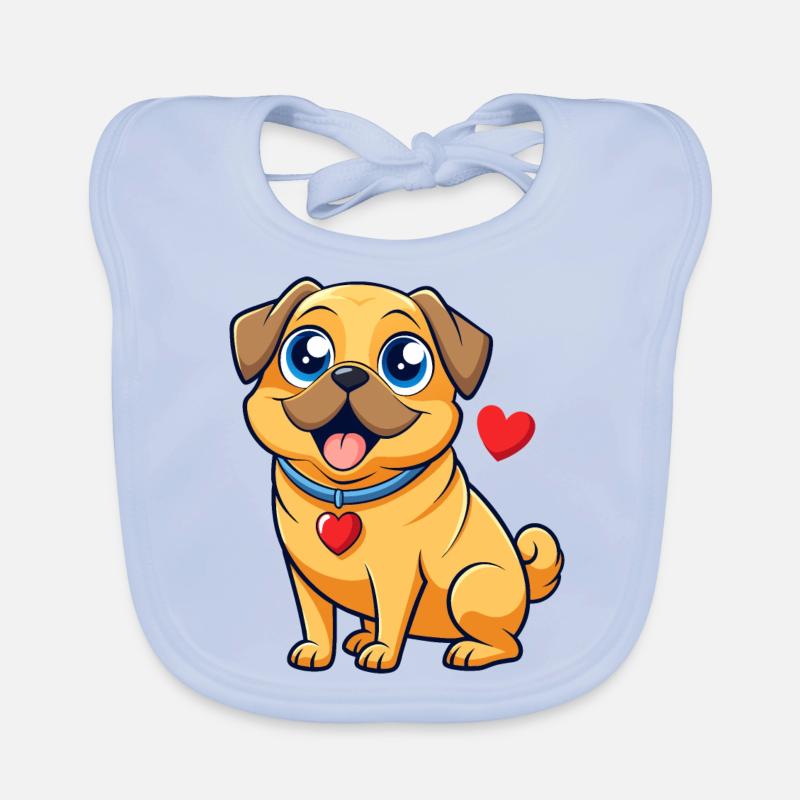 Affectionate Puggle Digital Art Organic Baby Bibs