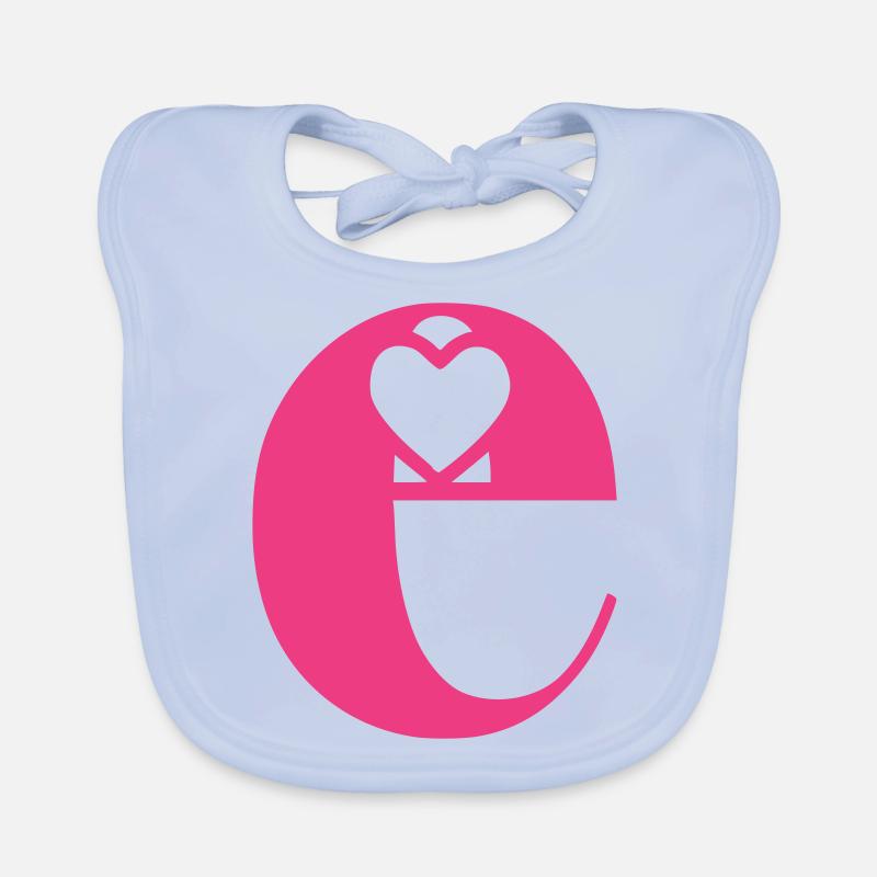 Lettre e Lettre initiale avec coeur Bavoir bio Bébé