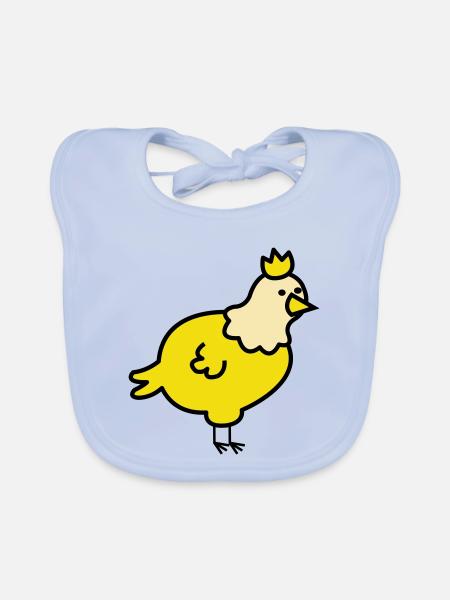 Royal Chick Cartoon - Organic Baby Bibs - sky blue - Front