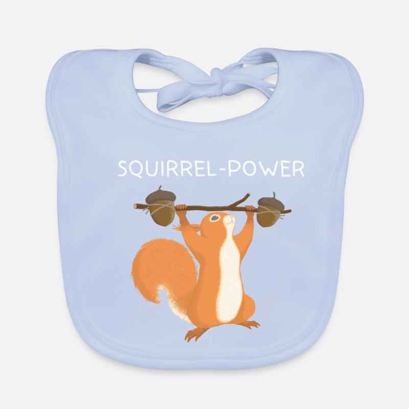 Eichhörnchen Squirrel Power - Baby Bio-Lätzchen - sky Blue