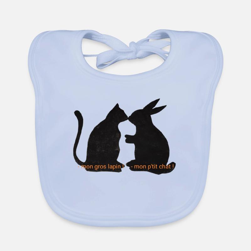 Chat et lapin amis, relation romantique Bavoir bio Bébé