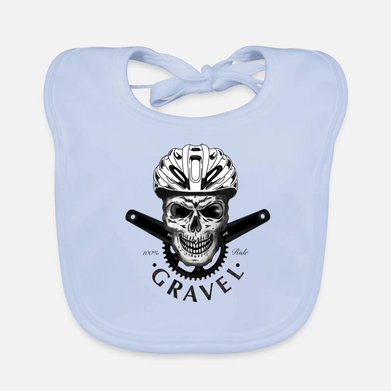 Crâne de manivelle / gravier - Bavoir bio Bébé - bleu ciel
