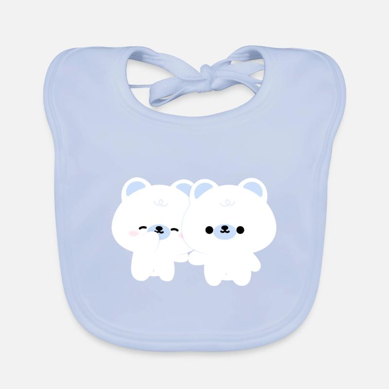 Eisbären-Pärchen Baby Bio-Lätzchen