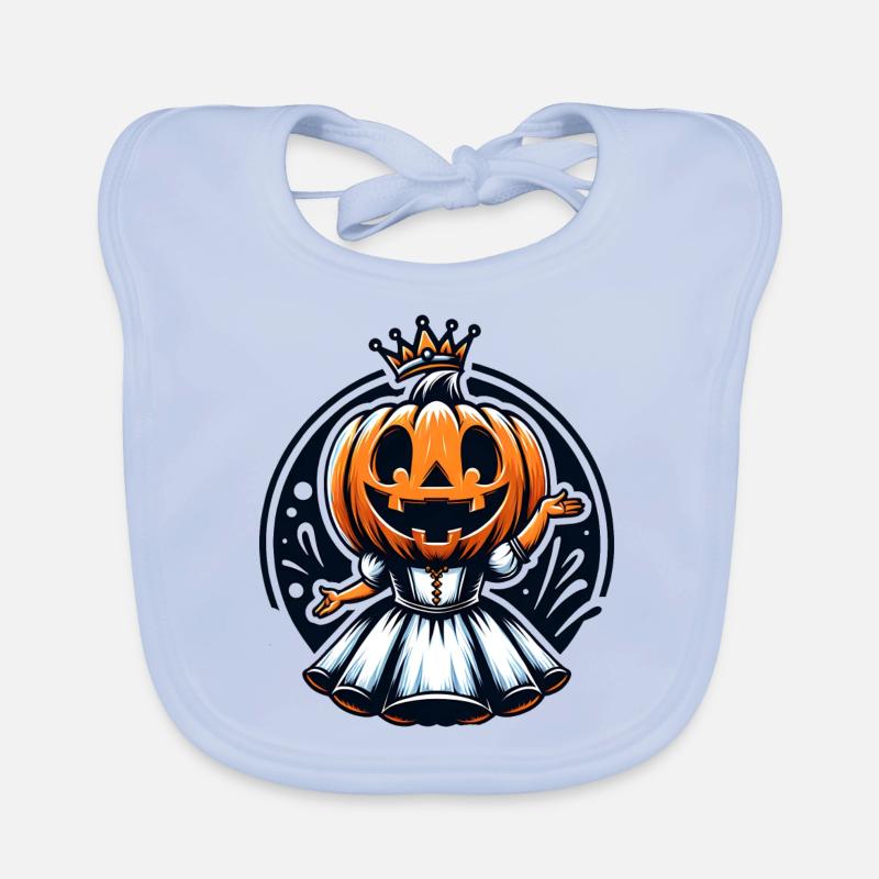 Halloween Pumpkin Princess with Crown Organic Baby Bibs