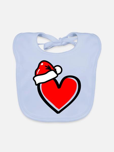 Coeur Noël Noël - Bavoir bio Bébé - bleu ciel - Devant