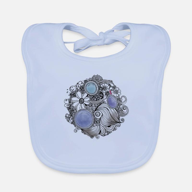 Fleur de centrife avec perles bleues Bavoir bio Bébé
