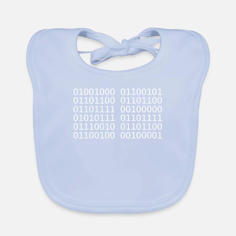 Hello World! Binary Unicode computer science Organic Baby Bibs