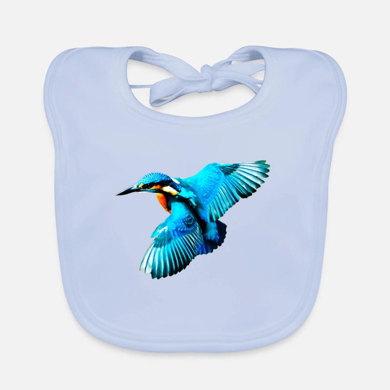 martin-pêcheur - Bavoir bio Bébé - bleu ciel