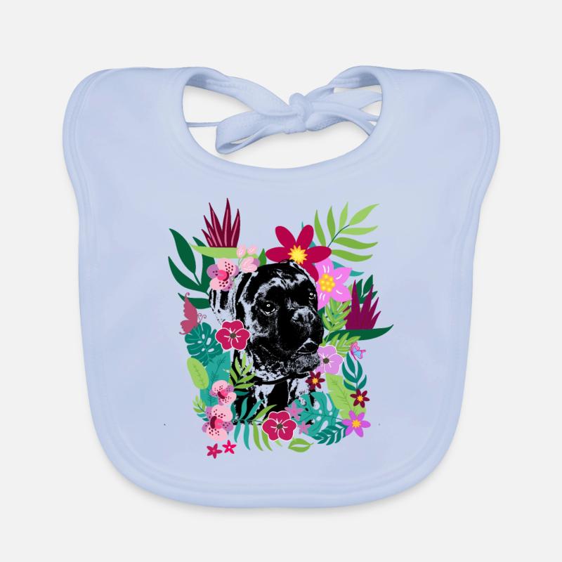 Boxer chien coloré fleurs Bavoir bio Bébé