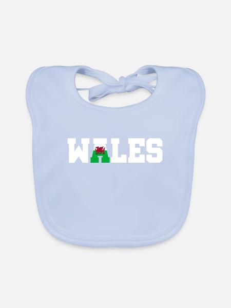 Wales Wales Wales - Organic Baby Bibs - sky blue - Front