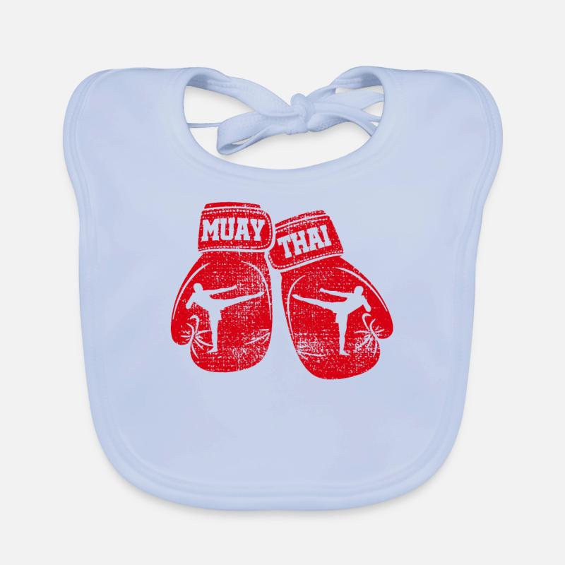Gants de boxe MUAY THAI - Bavoir bio Bébé - bleu ciel