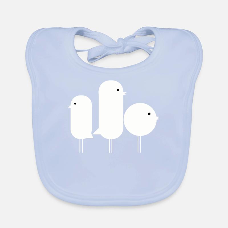 Oiseaux noirs - Bavoir bio Bébé - bleu ciel