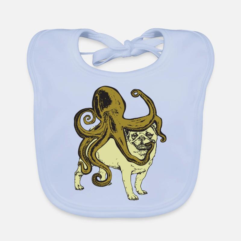 Mops meets Oktopus Baby Bio-Lätzchen