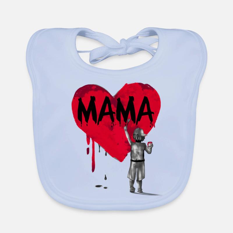 Maman fils - Bavoir bio Bébé - bleu ciel