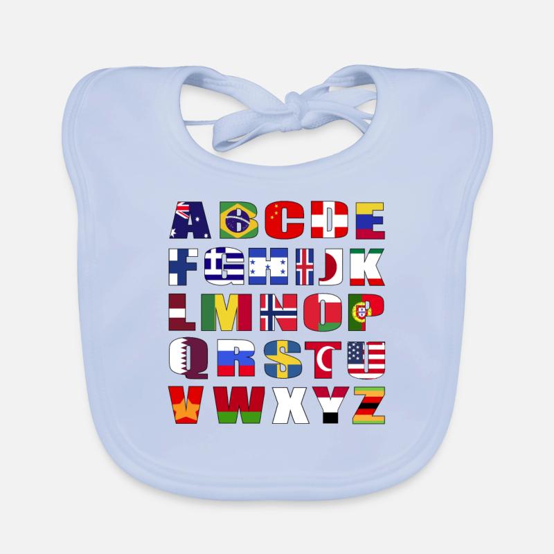 Countries Flags Alphabet Organic Baby Bibs
