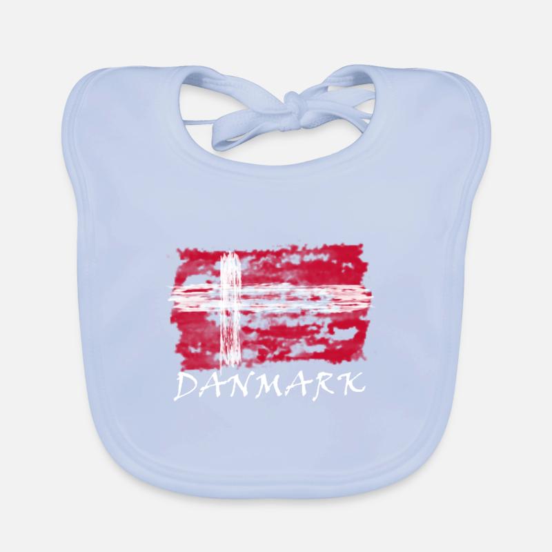 Drapeau danois - Bavoir bio Bébé - bleu ciel