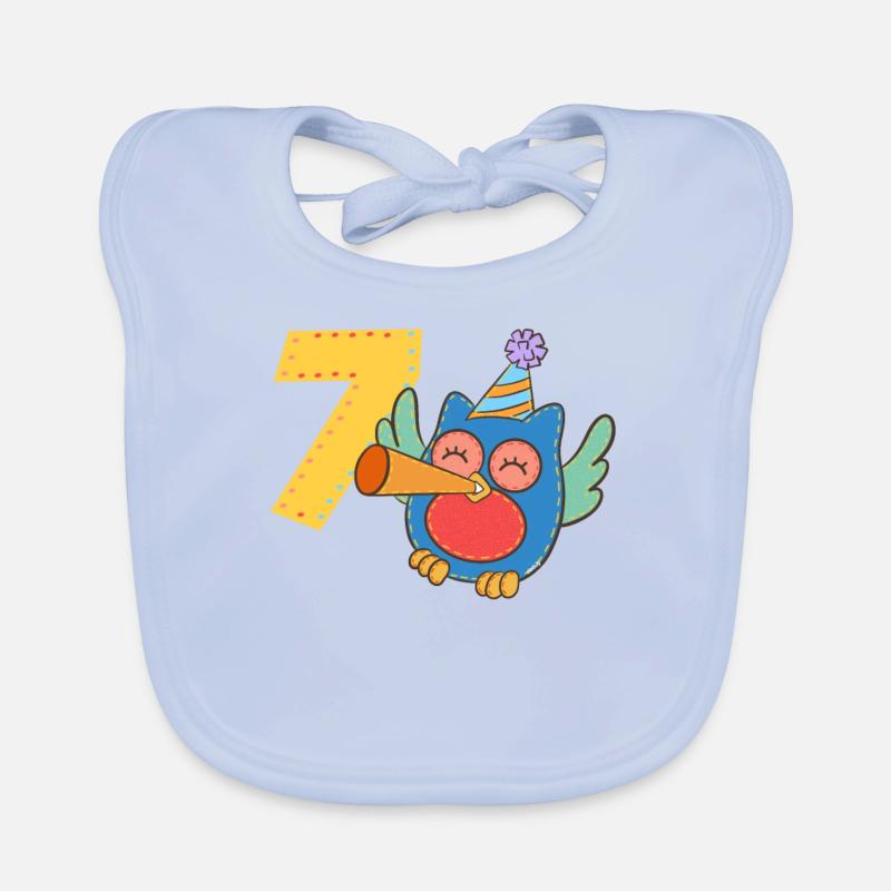 Geburtstag 7 Jahre eule, eulen Sieben Baby Bio-Lätzchen