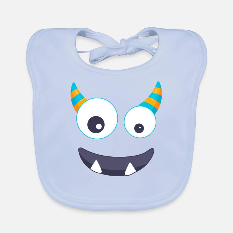 Monstre carnaval face carnaval bande dessinée - Bavoir bio Bébé - bleu ciel