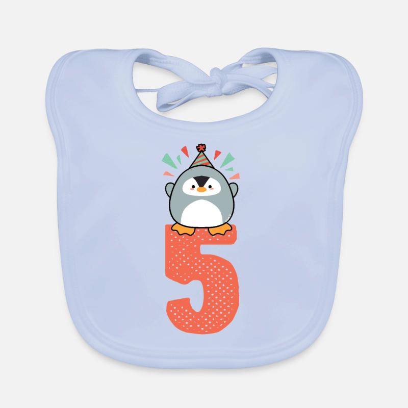 Pinguin 5. Geburtstag Mädchen Baby Bio-Lätzchen