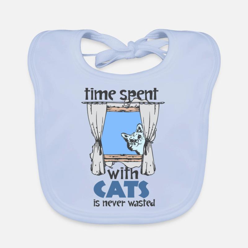 KATZE, Katzen, Kätzchen, Geschenk, Geschenkidee - Baby Bio-Lätzchen - sky Blue