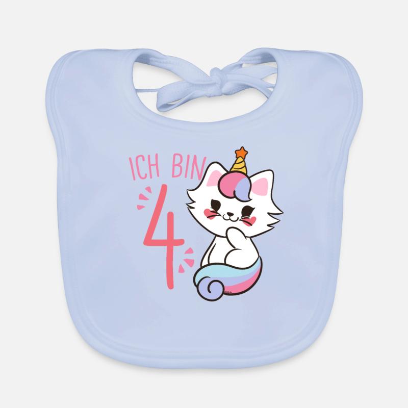 Caticorn 4. Geburtstag Mädchen Einhorn Baby Bio-Lätzchen