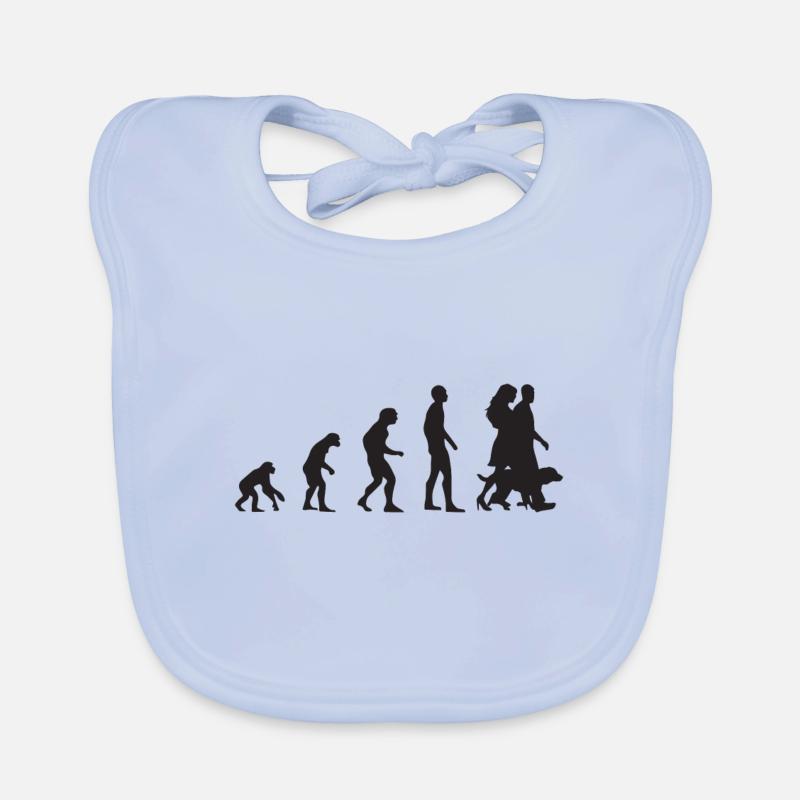 Evolution Ehepaar mit Hund Motiv in schwarz Baby Bio-Lätzchen