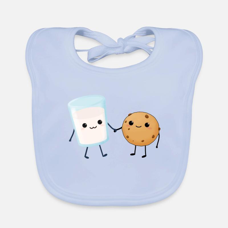 Biscuit et lait - Bavoir bio Bébé - bleu ciel
