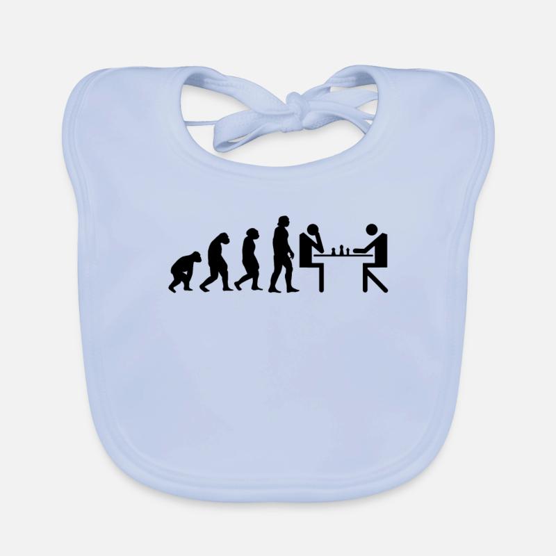 Evolution chess checkerboard checkmate shirt - Organic Baby Bibs - sky blue