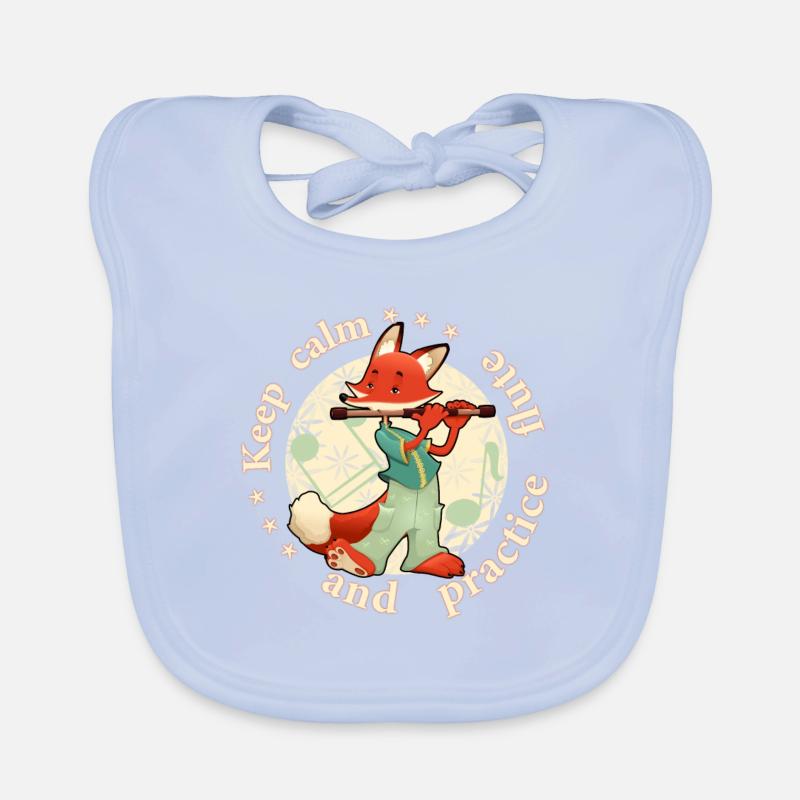 Keep calm practice flute Querflöte Fuchs Baby Bio-Lätzchen