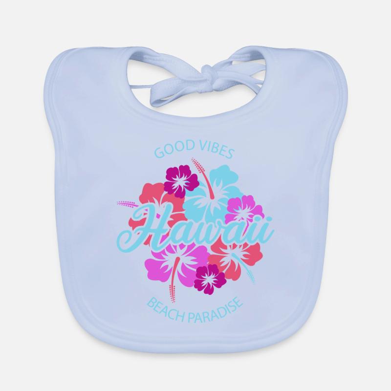 Hawaii Good Vibes Beach Paradise - Bavoir bio Bébé - bleu ciel