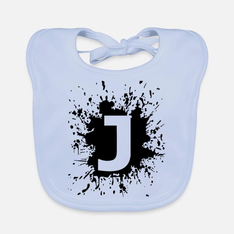 Name, initials, letter, team, J. Organic Baby Bibs