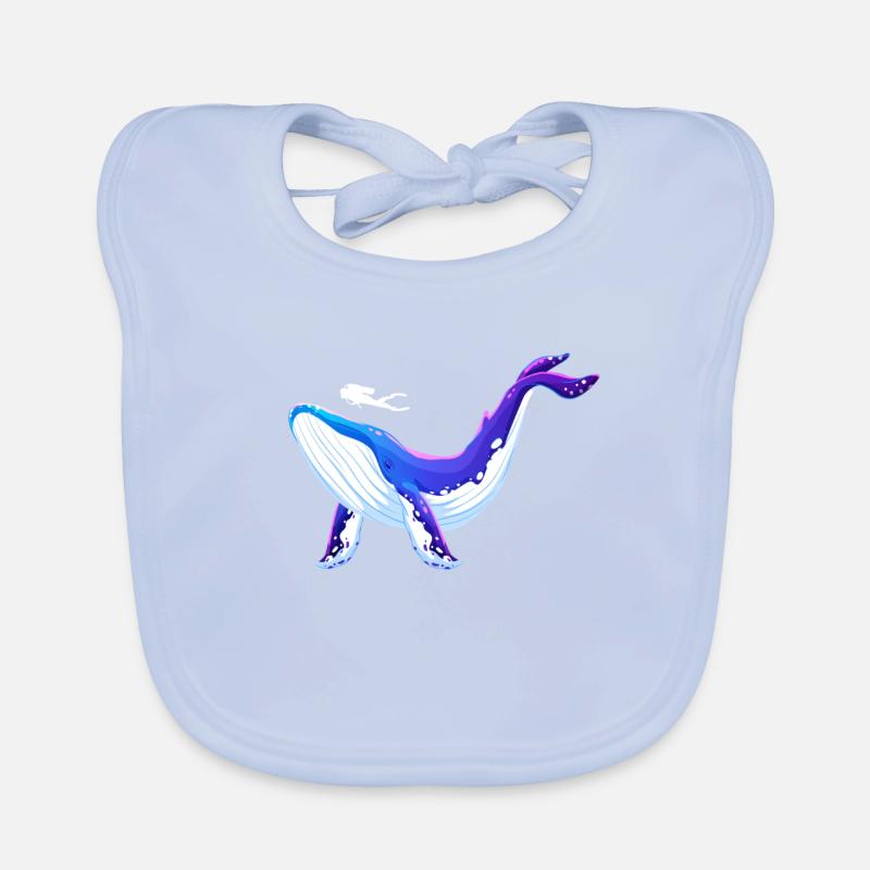 Conception de baleine bleue et de plongeur Bavoir bio Bébé