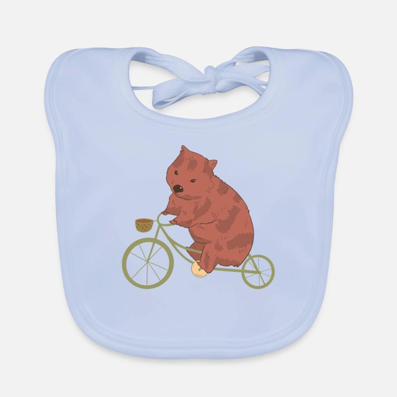 Cycliste Wombat - Bavoir bio Bébé - bleu ciel
