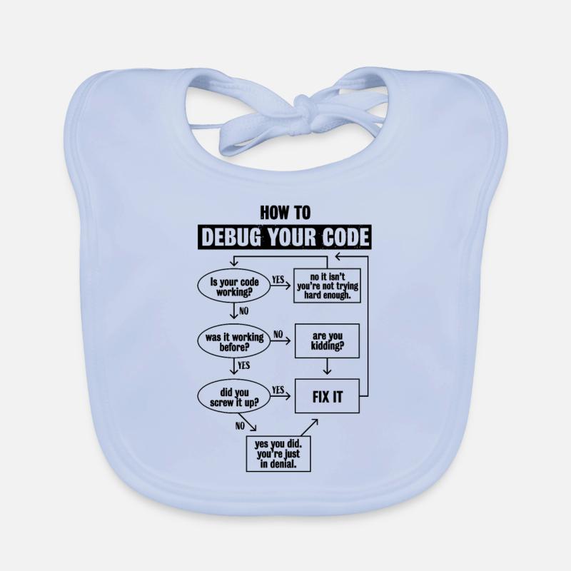 Programming Code Coding Funny Debug Gift - Organic Baby Bibs - sky blue